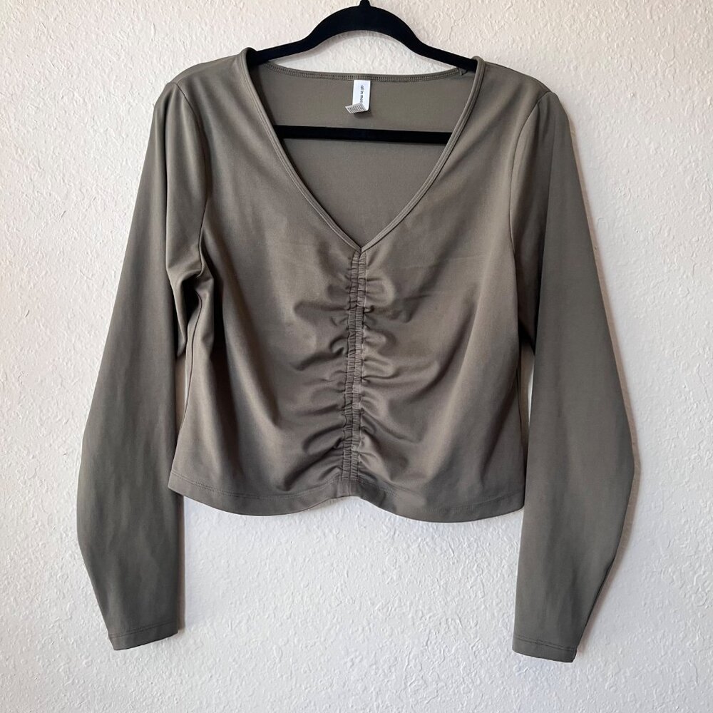 All‎ In Motion Flex Shirred Cropped Long Sleeve Shirt Size XL